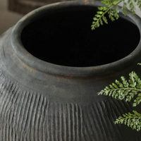 Round Earthnware Gray Pot