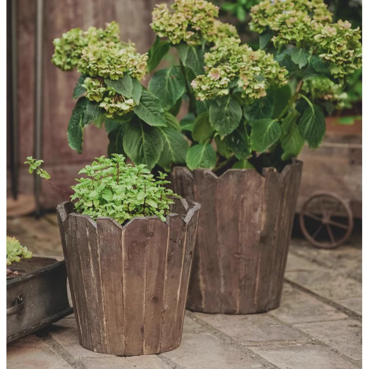 Spliced Solid Wood Planter Round