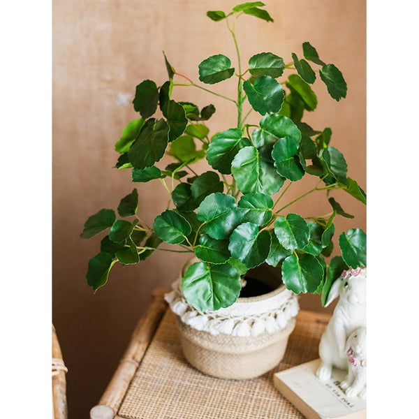 Silk Artificial Apple Banyan Leaf Tree In Pot