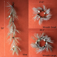 Christmas Faux Snow Pine Needle Wreath or Vine