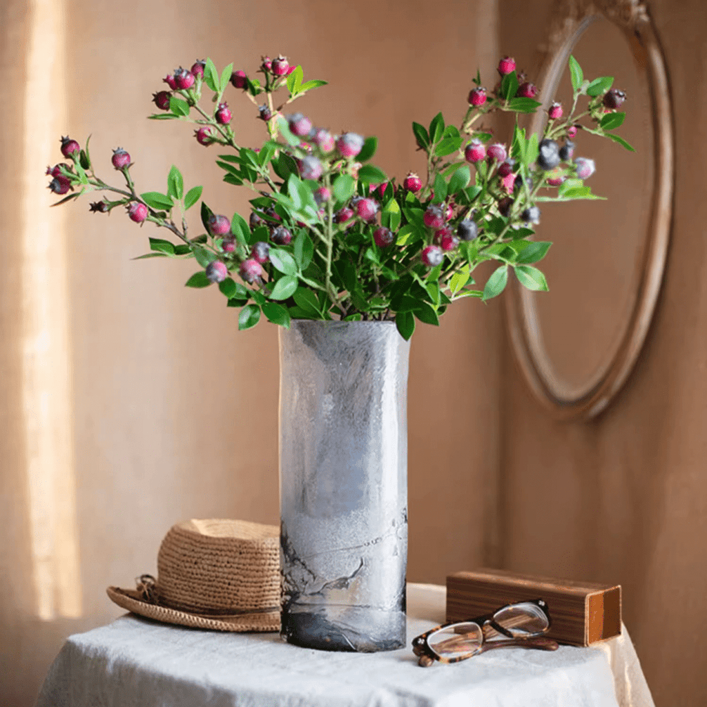 Artificial Fruit Alpine Blueberry Stem 22.4" Tall Silk Plant - RusticReach