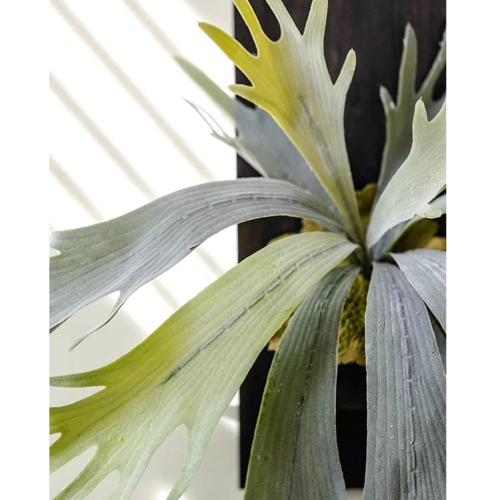 Artificial Antler Fern on Solid Wood Base - RusticReach