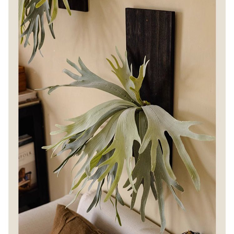 Artificial Antler Fern on Solid Wood Base - RusticReach