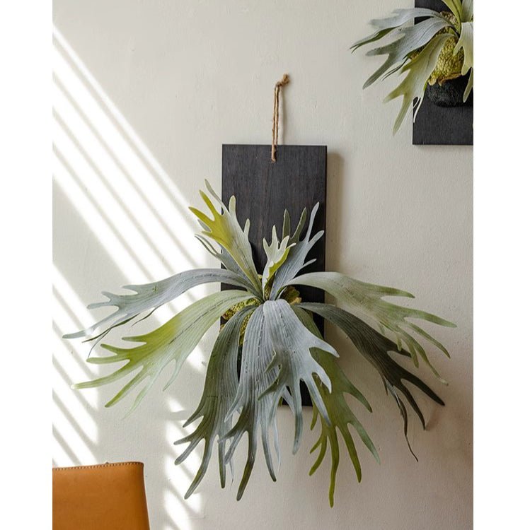 Artificial Antler Fern on Solid Wood Base - RusticReach