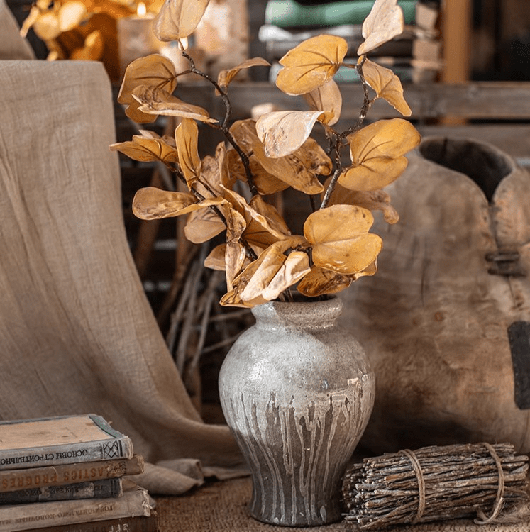 Artificial Dry Apple Leaf Stem 33" Tall Faux - RusticReach