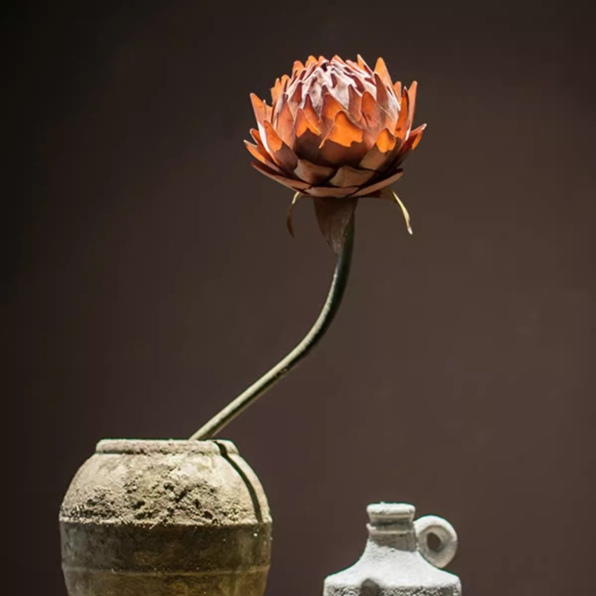 Artificial Artichoke Flower Stem in Pink 34" Tall