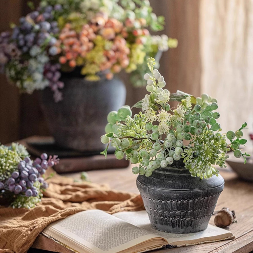 Blueberry & Greenery Bunch 13" Tall - RusticReach