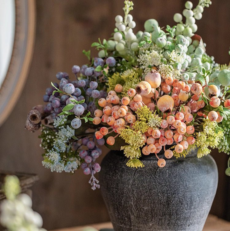 Blueberry & Greenery Bunch 13" Tall - RusticReach