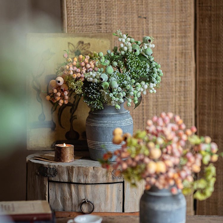 Blueberry & Greenery Bunch 13" Tall - RusticReach