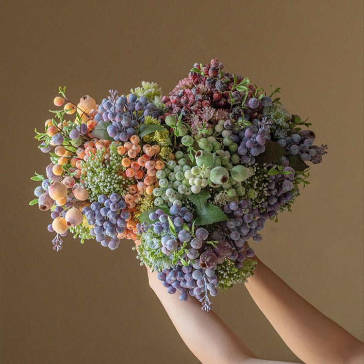 Blueberry & Greenery Bunch 13" Tall - RusticReach