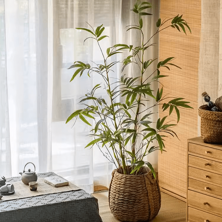 Artificial Bamboo Leaves in Pot - RusticReach