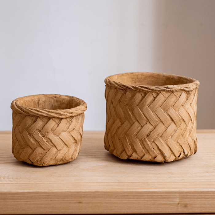Bamboo Looking Cement Planter - RusticReach