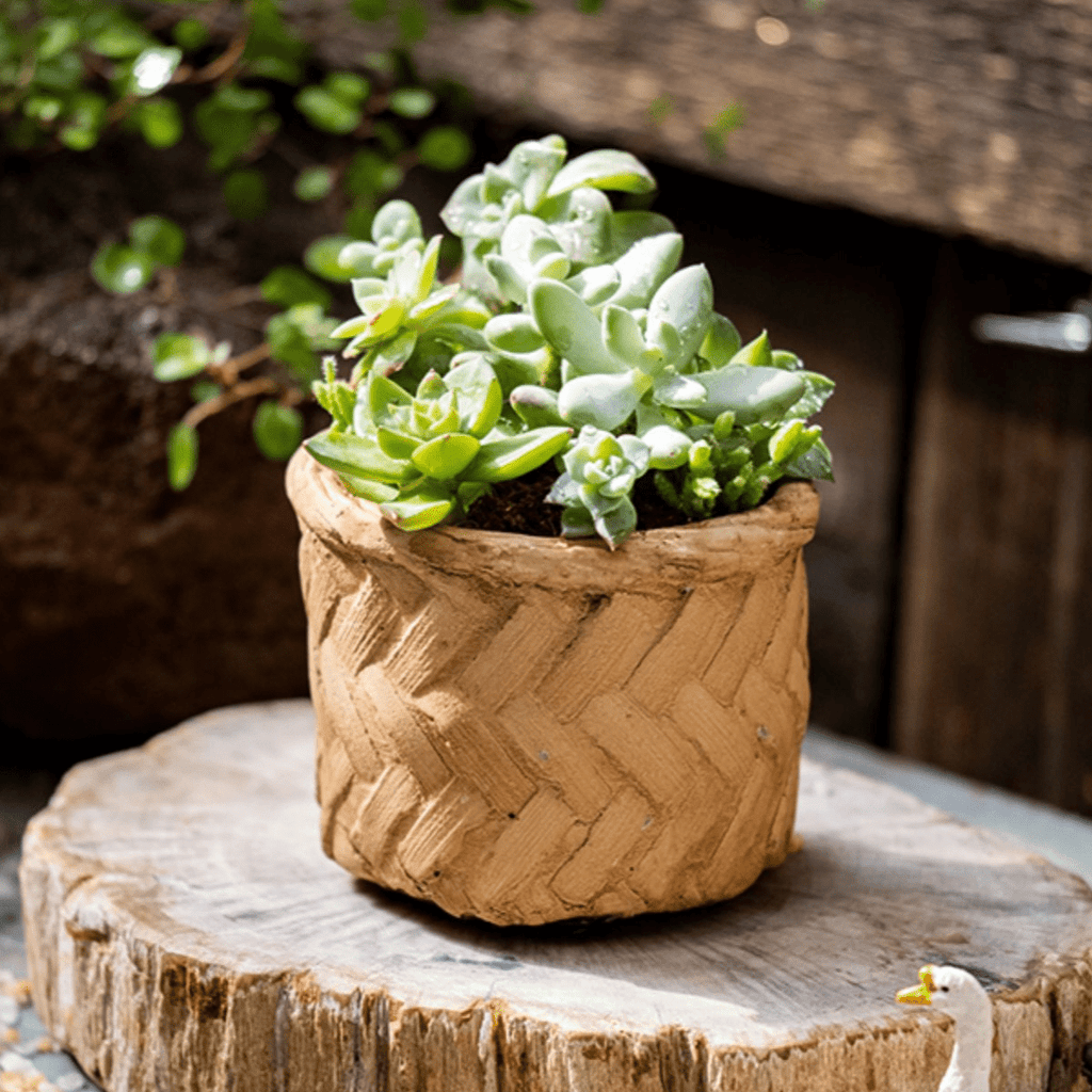 Bamboo Looking Cement Planter - RusticReach