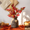 Artificial Fruit Berry Stem in Red 17" Tall Silk Plant - RusticReach