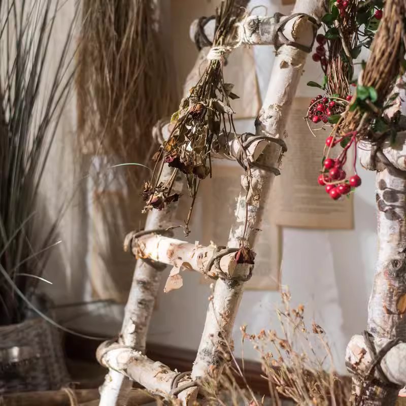 White Birch Wood Decorative Ladder - RusticReach