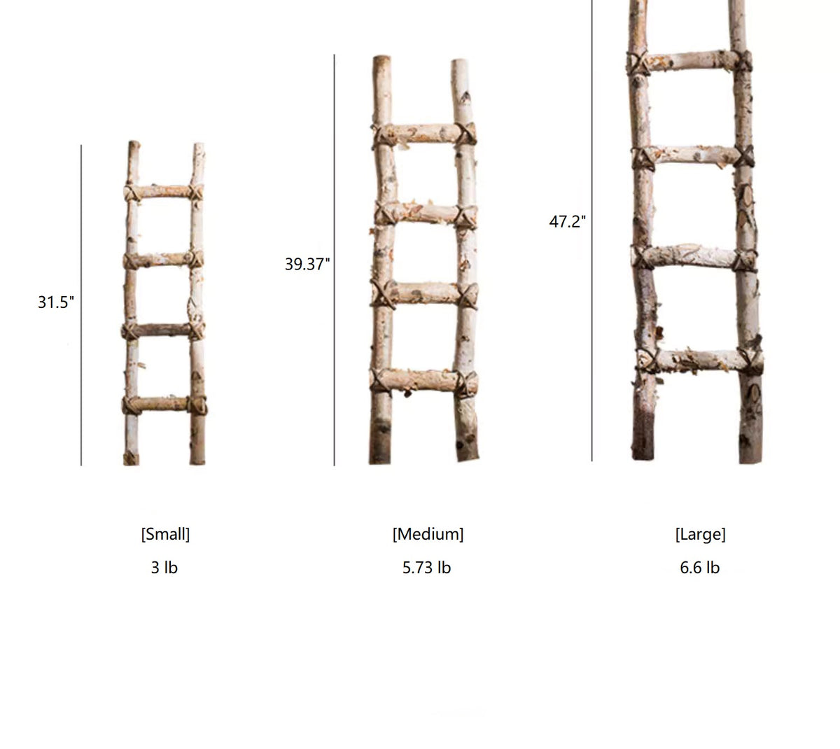 White Birch Wood Decorative Ladder