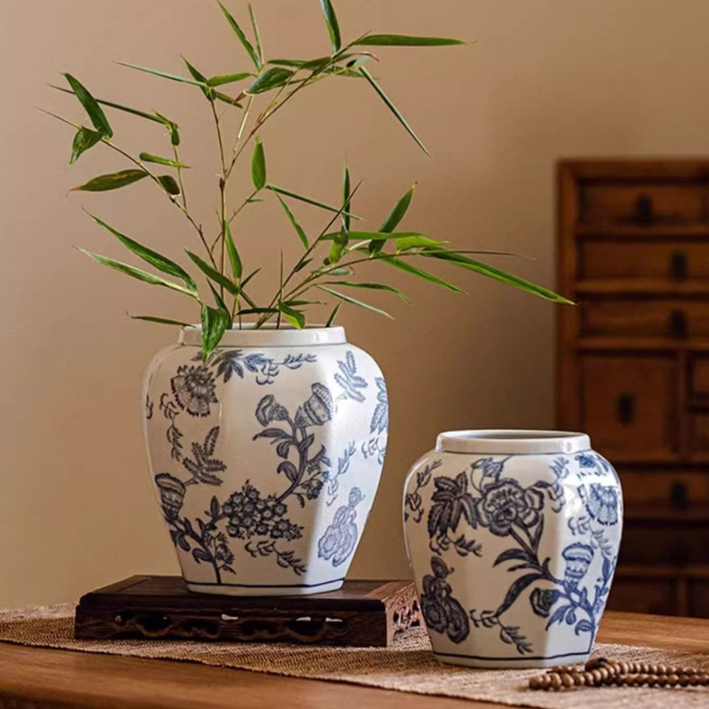 Blue and White Porcelain Floral Vase - RusticReach