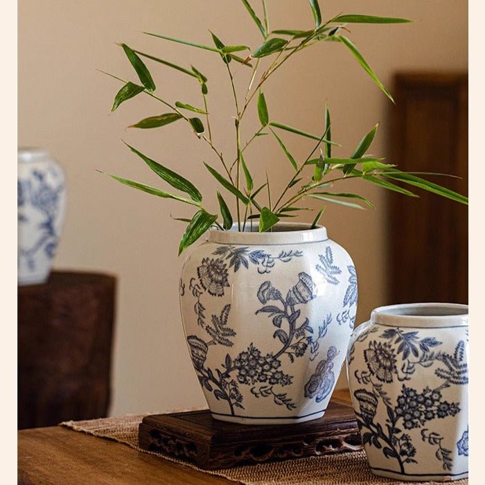 Blue and White Porcelain Floral Vase - RusticReach