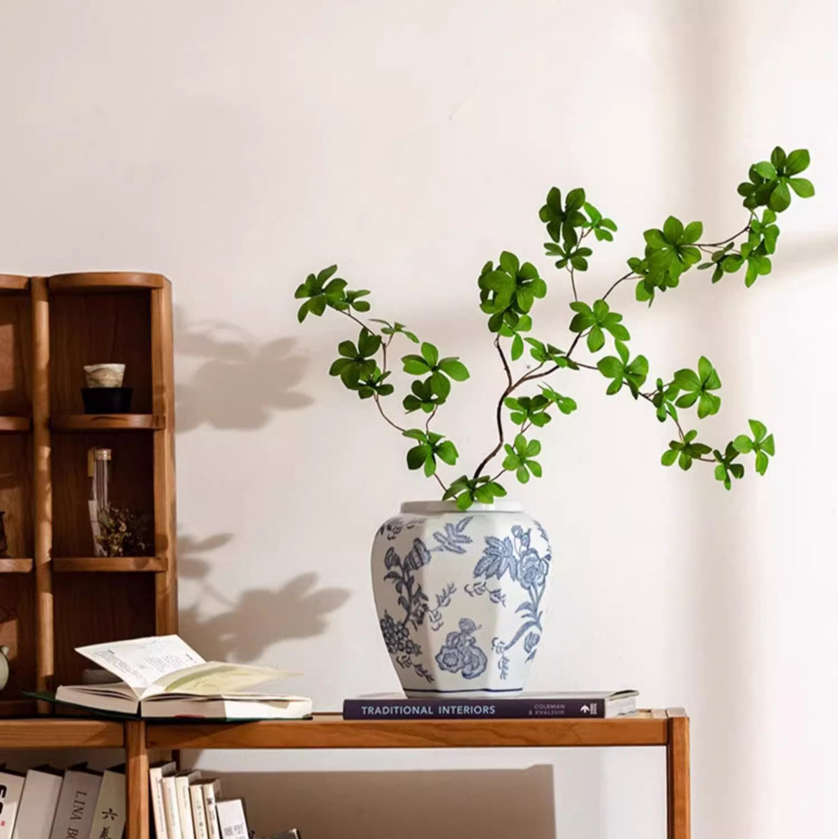 Blue and White Porcelain Floral Vase