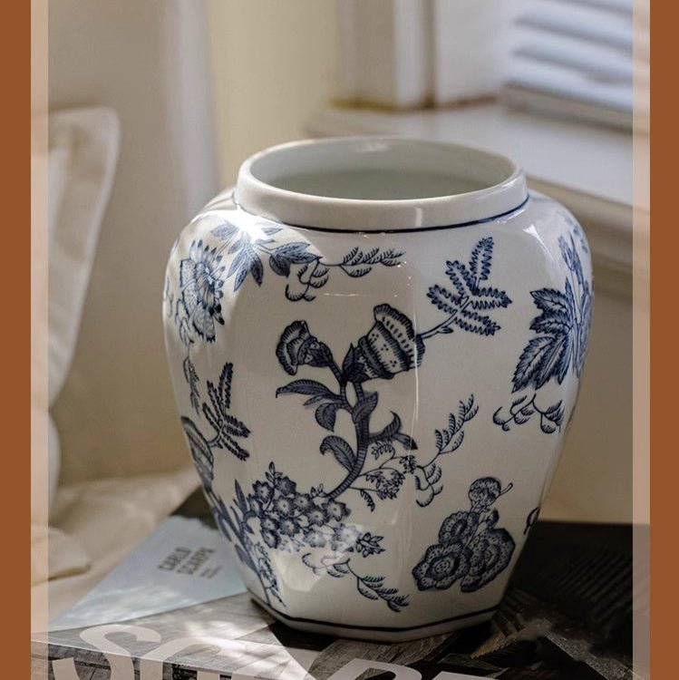 Blue and White Porcelain Floral Vase - RusticReach