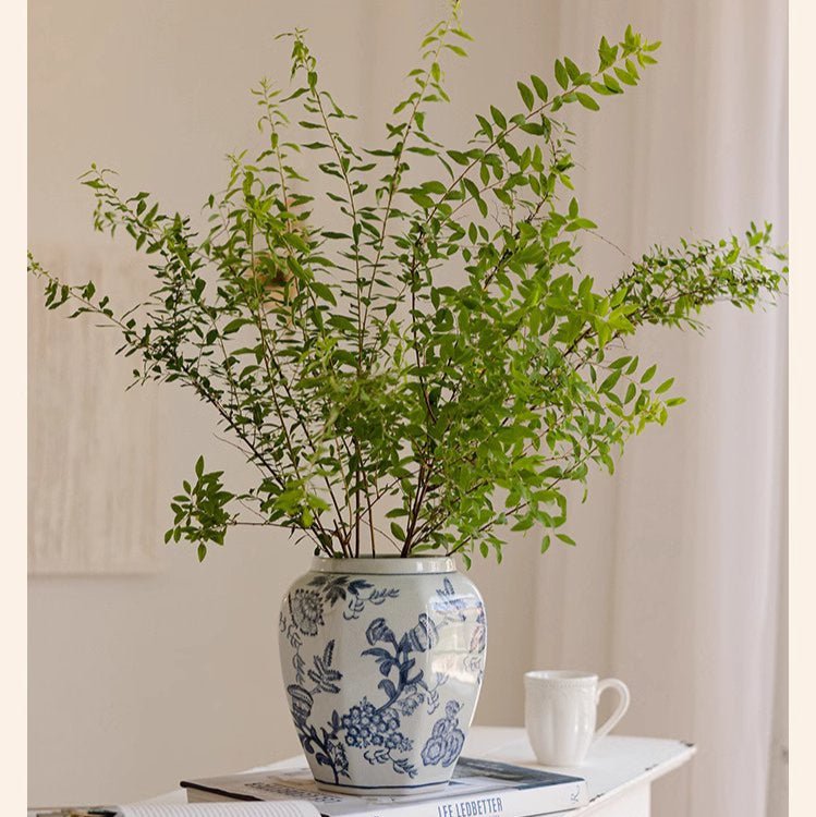 Blue and White Porcelain Floral Vase - RusticReach