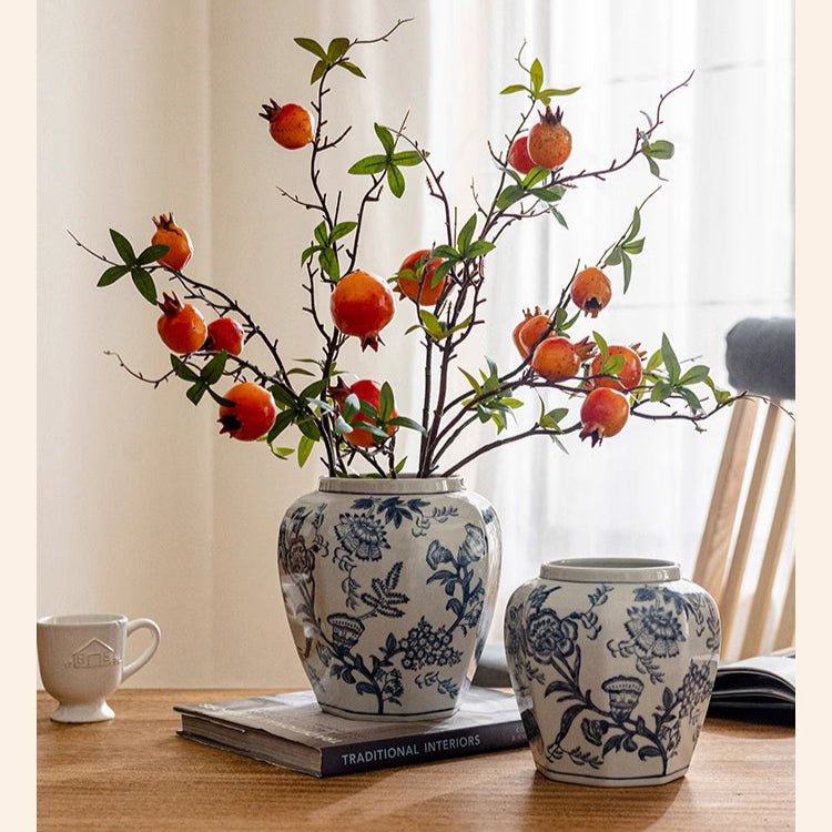Blue and White Porcelain Floral Vase - RusticReach