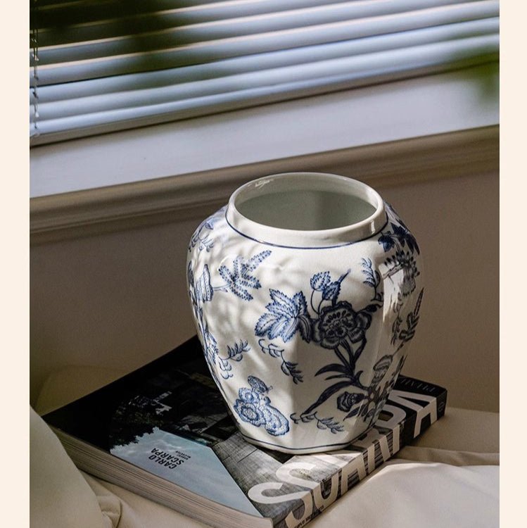 Blue and White Porcelain Floral Vase - RusticReach