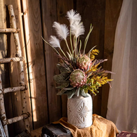 Morning Mist Faux Flower Bouquet with King Protea and Reed Flowers