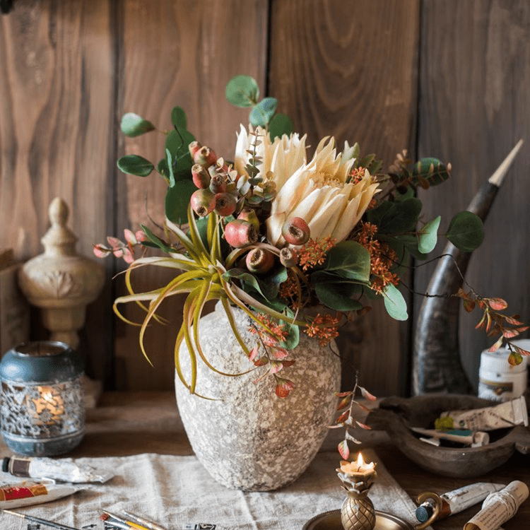 Mountian Oriole Autumn Art King Protea Bouquet - RusticReach