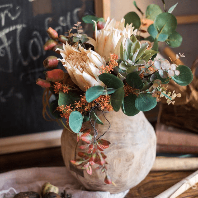 Mountian Oriole Autumn Art King Protea Bouquet - RusticReach