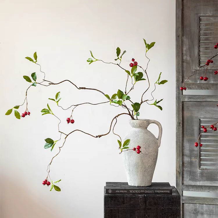 Faux Berry Leaf Branch Stem 45.2" Tall - RusticReach