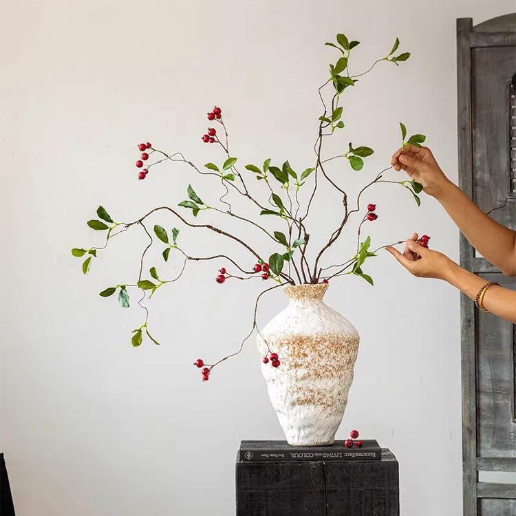 Faux Berry Leaf Branch Stem 45.2" Tall - RusticReach