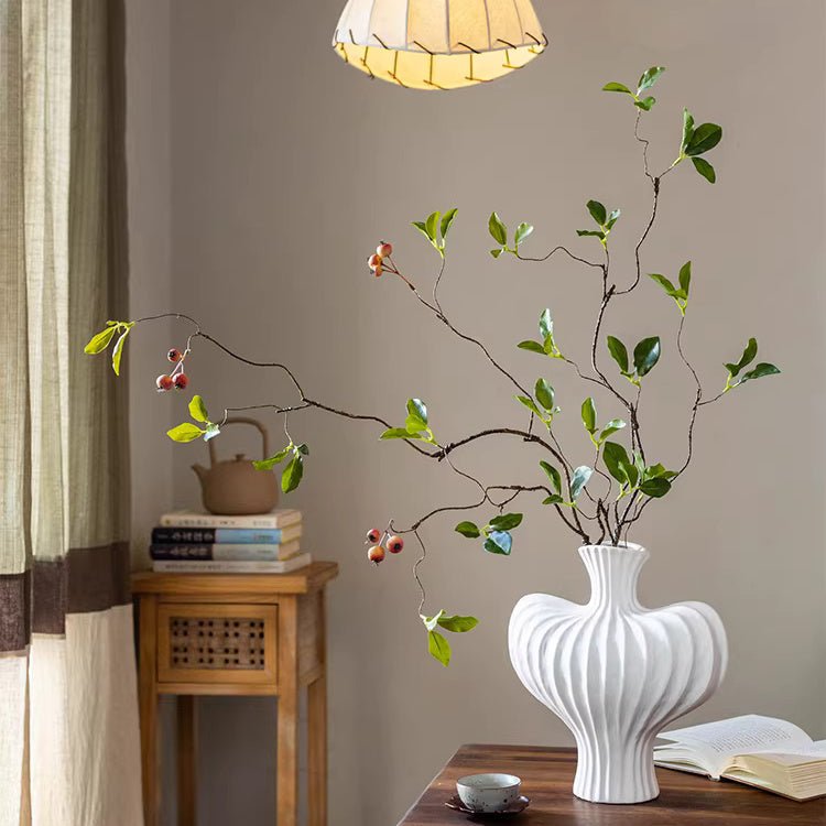 Faux Berry Leaf Branch Stem 45.2" Tall - RusticReach