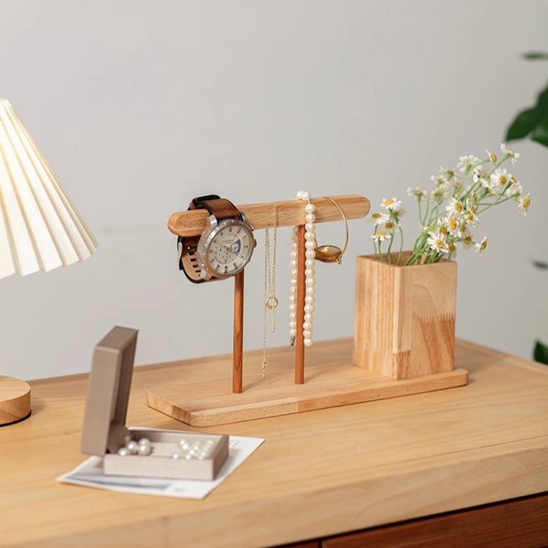 Wooden Desktop Calendar with Pen Holder