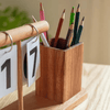 Wooden Desktop Calendar with Pen Holder - RusticReach