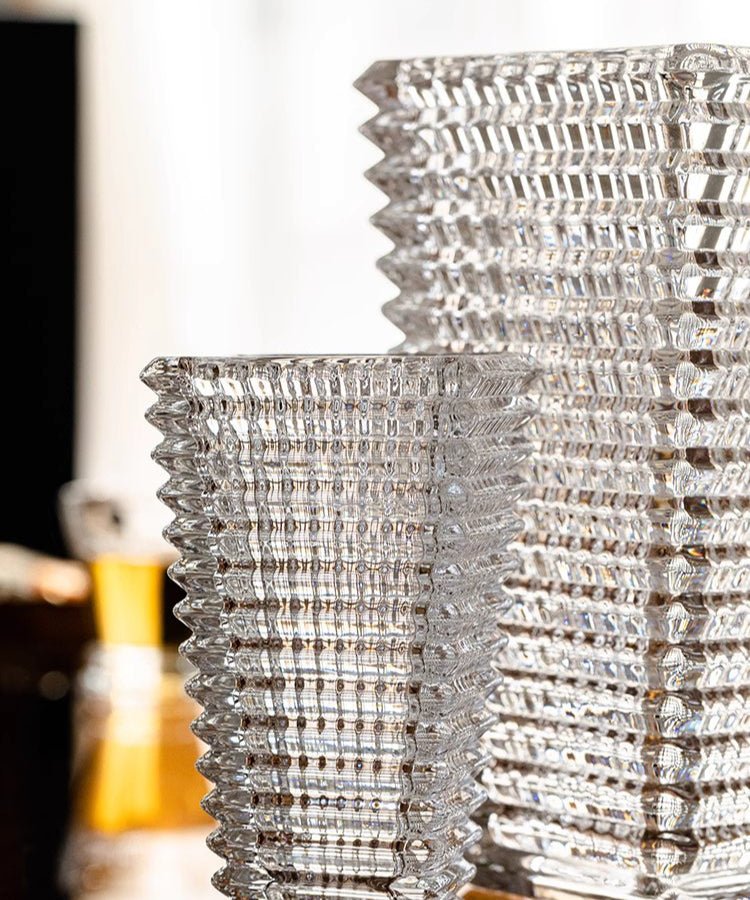 Crystal - Cut Look Glass Vase - RusticReach
