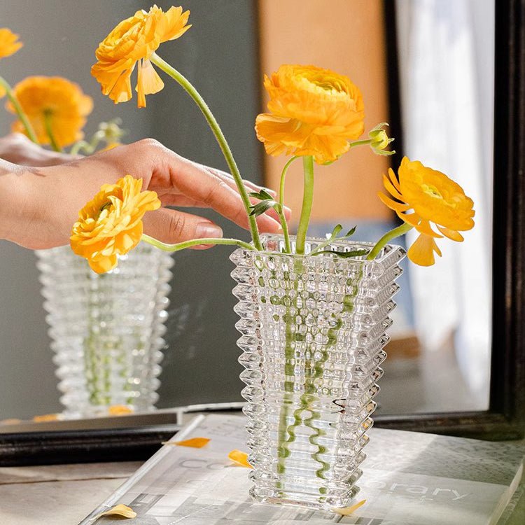 Crystal - Cut Look Glass Vase - RusticReach