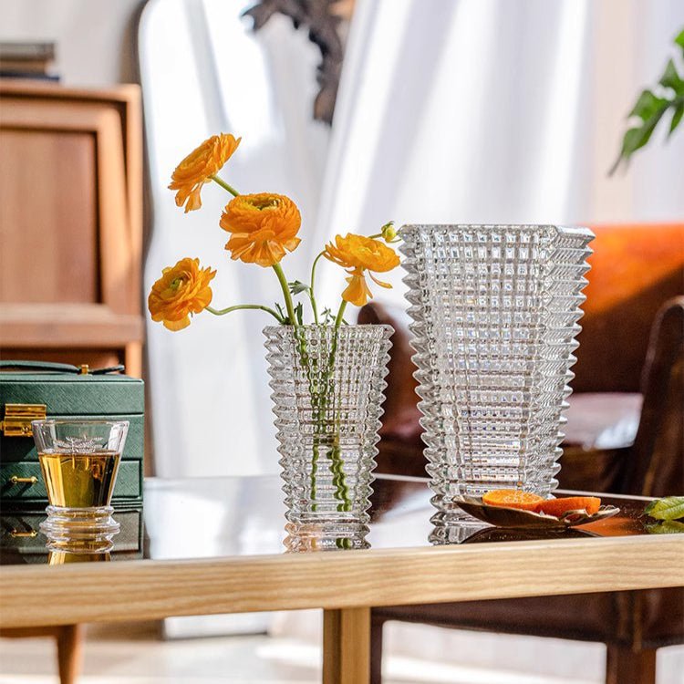 Crystal - Cut Look Glass Vase - RusticReach
