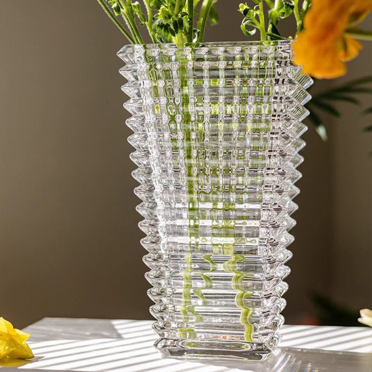 Crystal - Cut Look Glass Vase - RusticReach