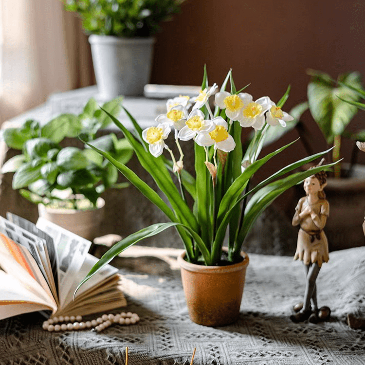daffodil plant pot Faux Daffodil in Brown Pot – RusticReach
