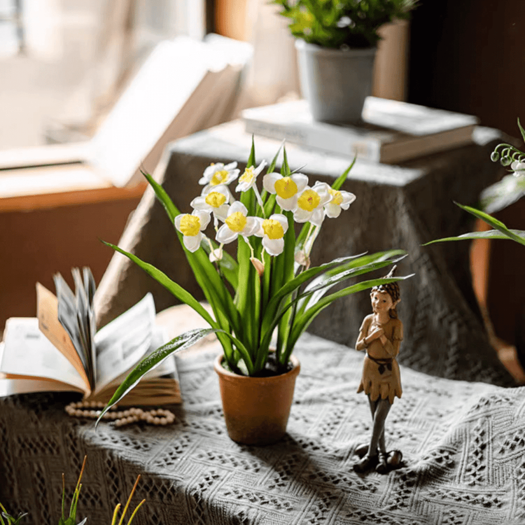 Faux Daffodil in Brown Pot - RusticReach