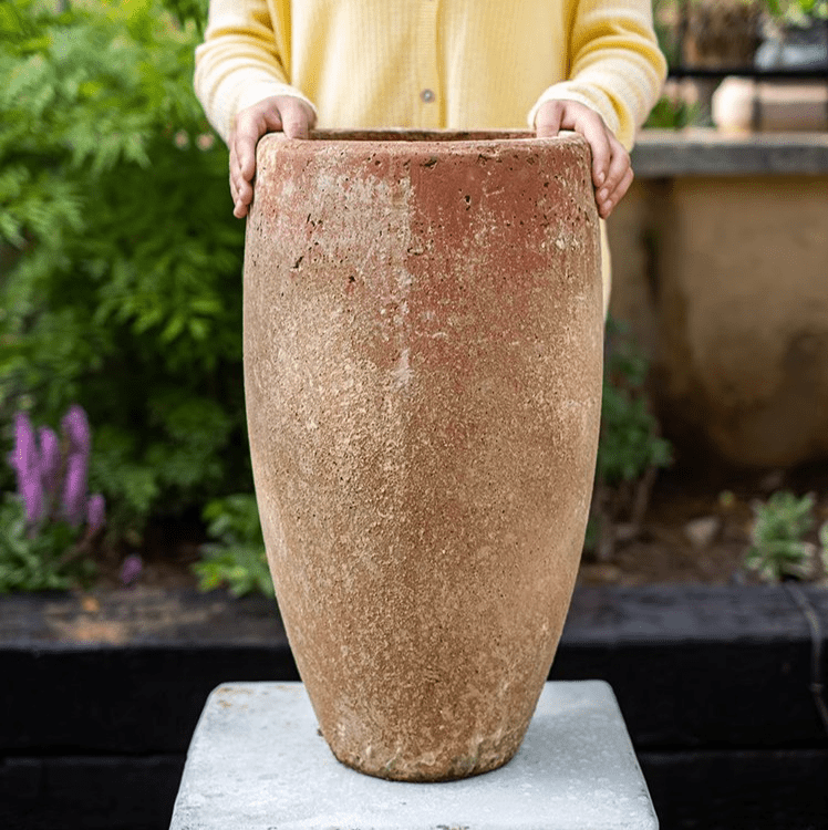 Distressed Cement Plant Pot Tall - RusticReach