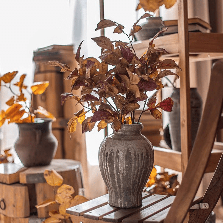 Artificial Dyed Dry Leaf Stem 33" Tall Faux - RusticReach