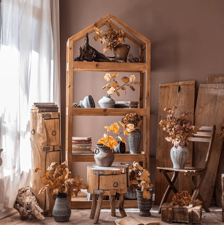 Artificial Dyed Dry Leaf Stem 33" Tall Faux - RusticReach