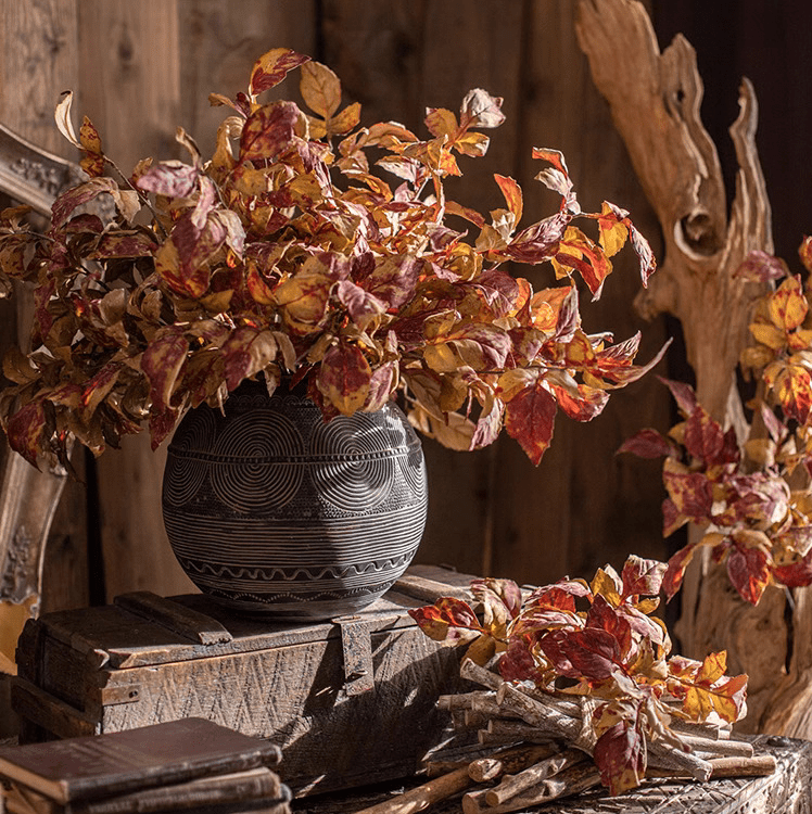 Artificial Dyed Dry Leaf Stem 33" Tall Faux - RusticReach