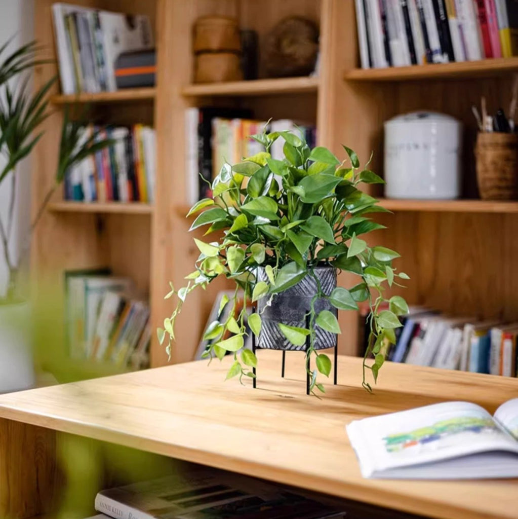 Faux Epipremnum in Metal Pot - RusticReach