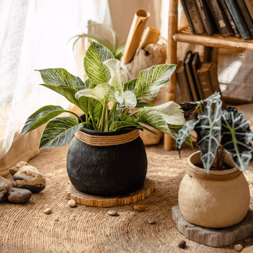 Faux Bamboo Woven Cement Planter - RusticReach