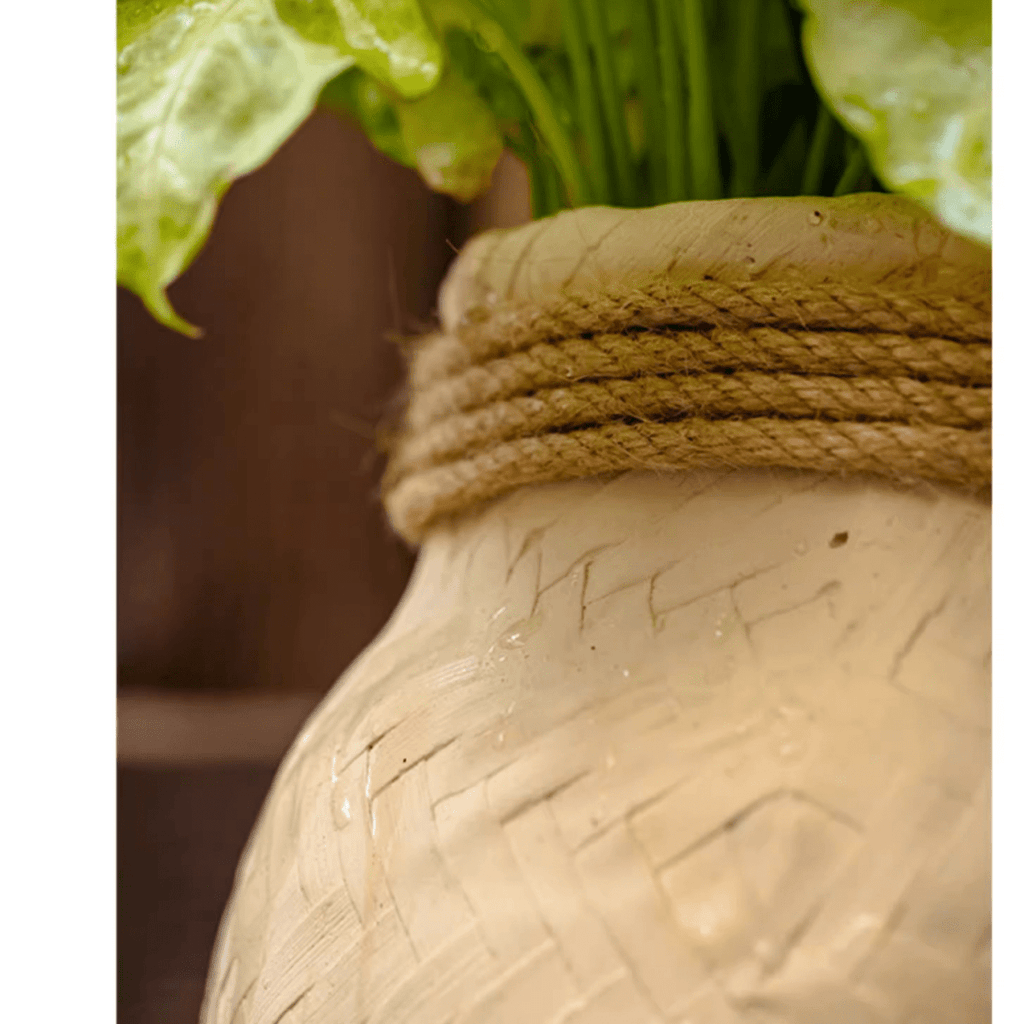 Faux Bamboo Woven Cement Planter - RusticReach