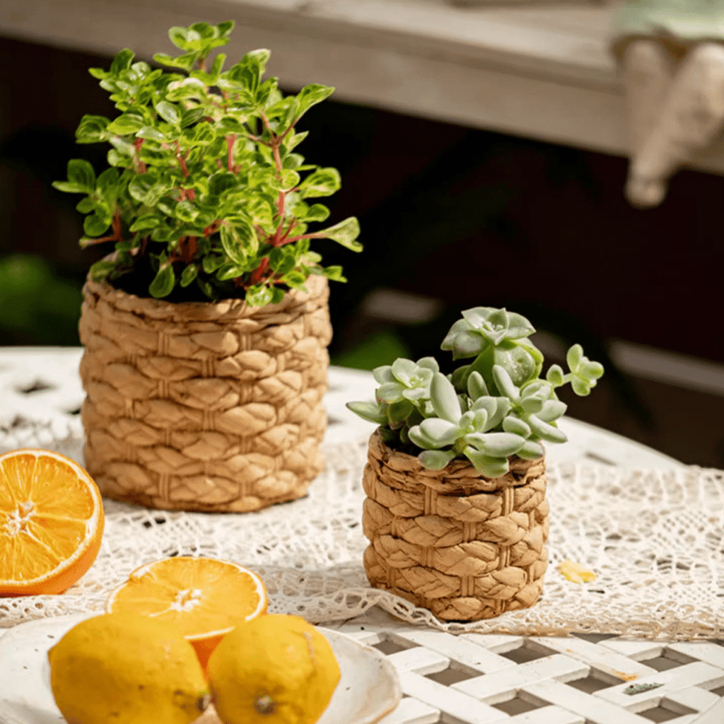 Grass Woven Looking Cement Planter - RusticReach