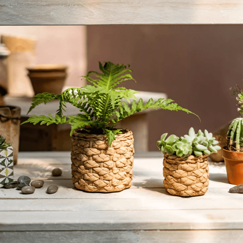 Grass Woven Looking Cement Planter - RusticReach